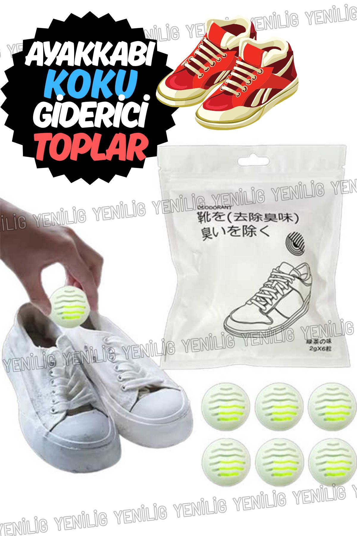 Yenilig 6'lı Ayakkabı Koku Giderici Toplar Ekonomik, Doğal ve Ferah Kullanım Her Tür Ayakkabıda Etkili Çözüm
