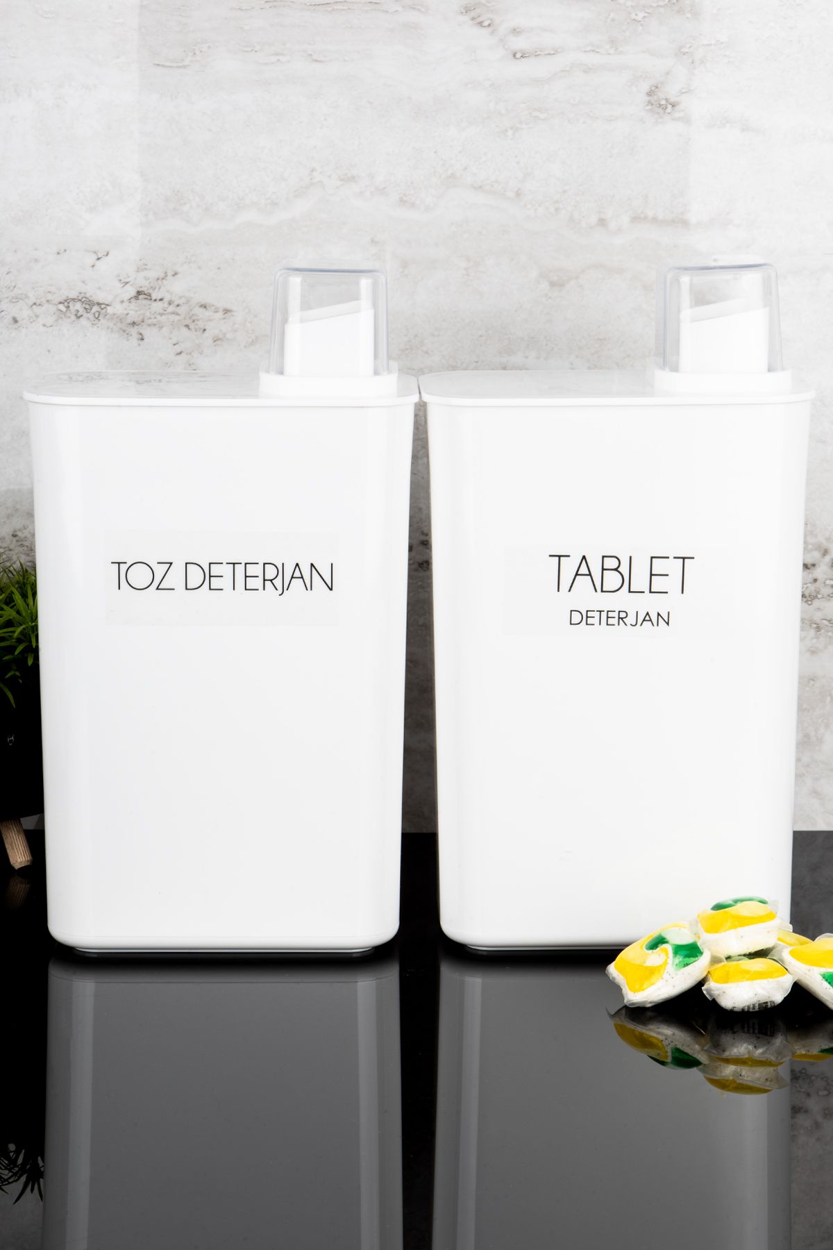 Dolkin Home-Set of 2 Self-Scaled Detergent Box Powder Detergent Tablet 3000ml Detergent Dispenser with Detergent Label 2