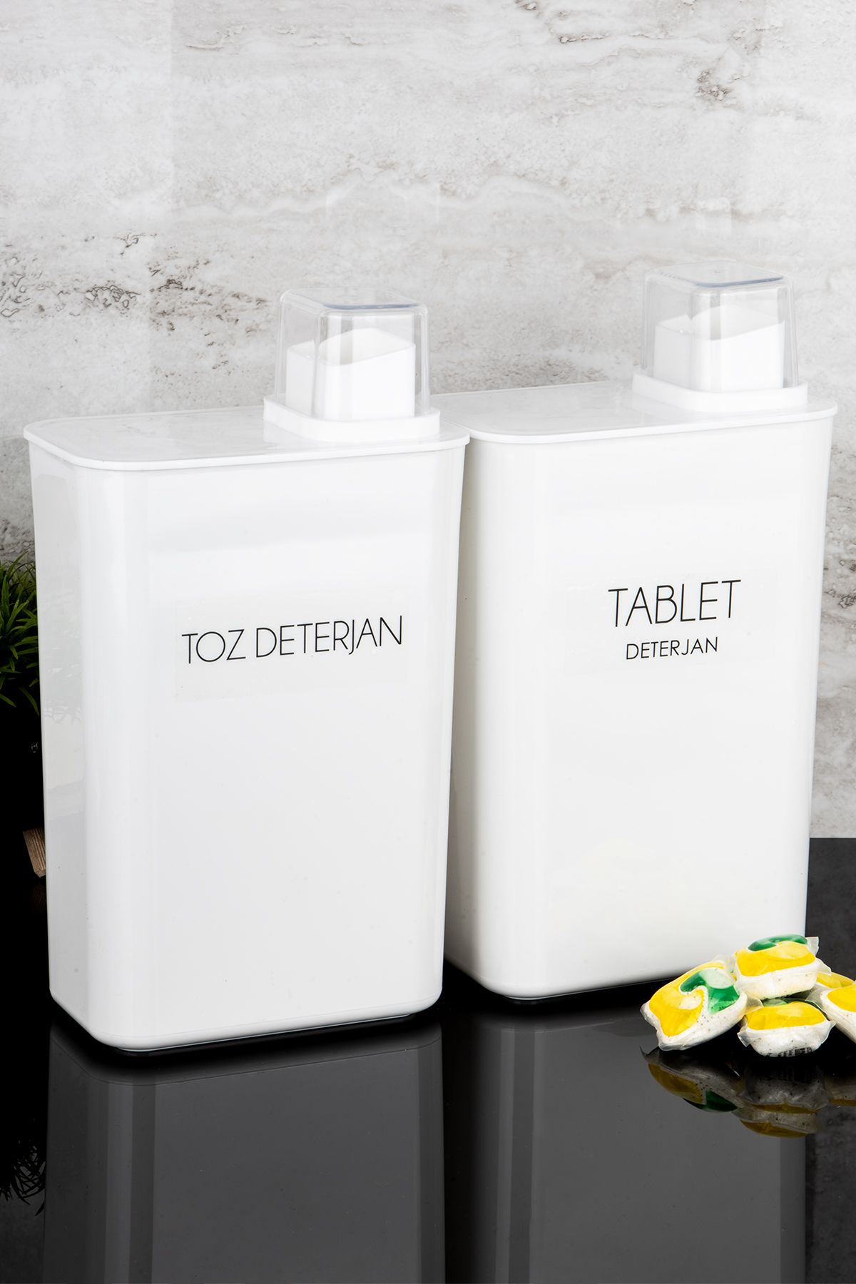 Dolkin Home-Set of 2 Self-Scaled Detergent Box Powder Detergent Tablet 3000ml Detergent Dispenser with Detergent Label 1