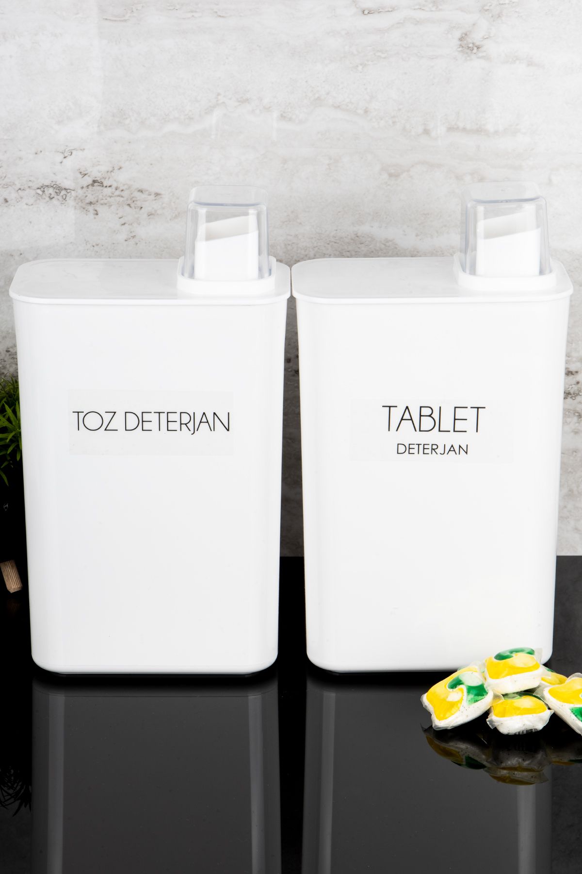 Dolkin Home-Set of 2 Self-Scaled Detergent Box Powder Detergent Tablet 3000ml Detergent Dispenser with Detergent Label 5