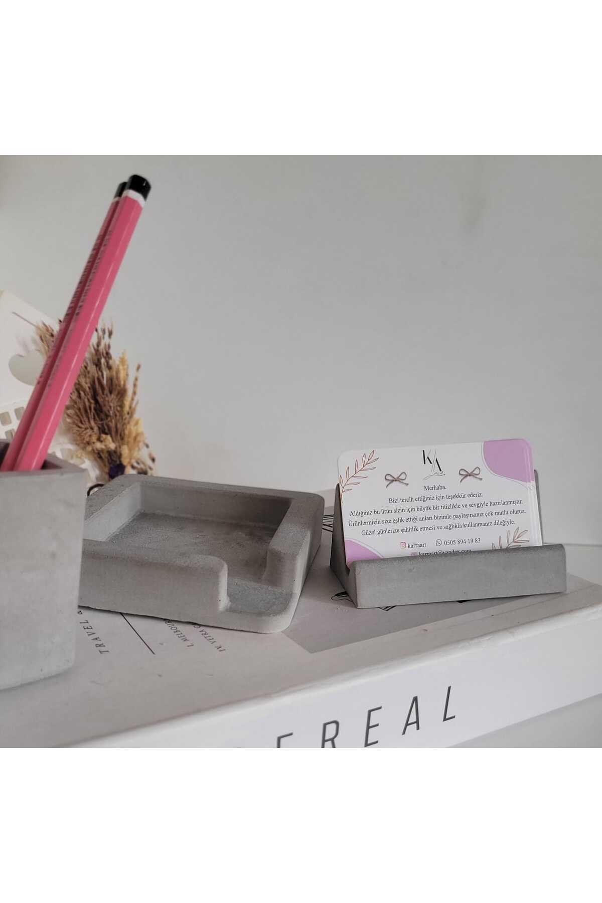 KARRA-3 Piece Concrete Office Set Table Top Organizer 1