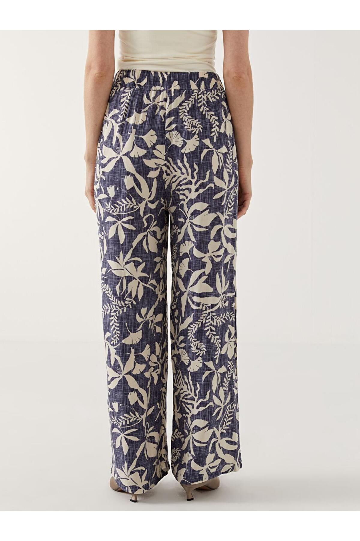 LC Waikiki-Lcw Grace Mixed Elastic Waist Patterned Women's Trousers 4