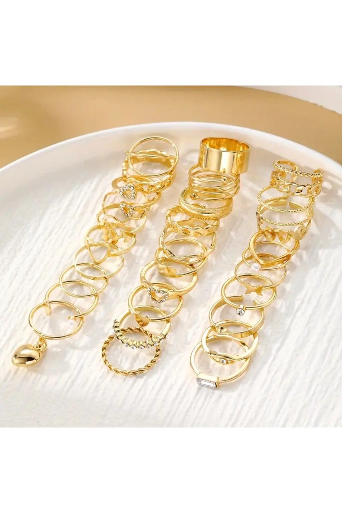 Le Manolia Accessories-30 قطعة خواتم متعددة خواتم مجموعة خواتم مشتركة قابلة للتعديل مجموعة خواتم فراشة القلب Set-037 3