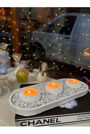 DİA HANDMADECOR OVAL TEPSİ + MUMLUK SETİ