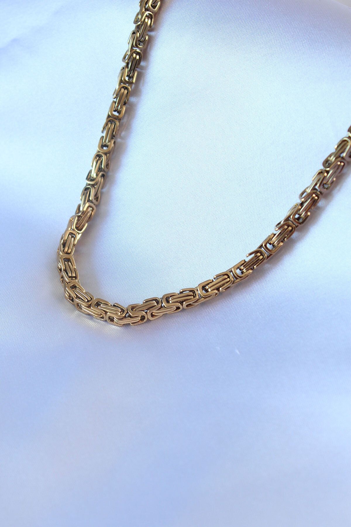 HobiDünyasıElif-316L Steel Gold Color King Chain Model Men's Necklace - Lisinya 1