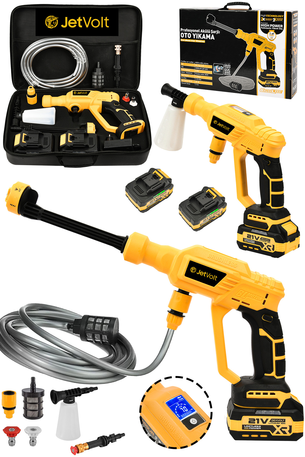 JetVolt 21v 2.0ah Kömürsüz Motor Yüksek Basınçlı Akülü Oto Araba