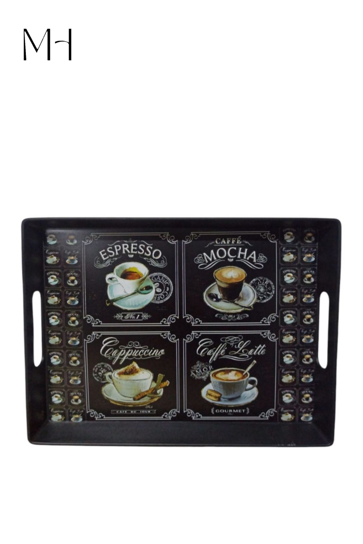 Makri-Patterned Small Rectangular Tea and Coffee Presentation Tray 1