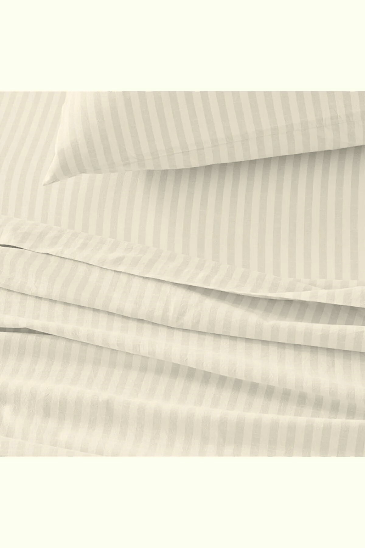 Zeria Home-Striped Single Elastic Sheet Set with Ranforce 100% Cotton Pillowcase 1