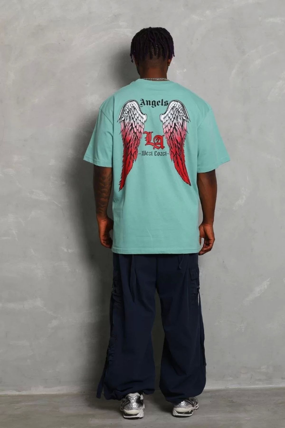 CVS Unisex Oversize Baskılı Bisiklet Yaka T-Shirt - Mint Yeşili
