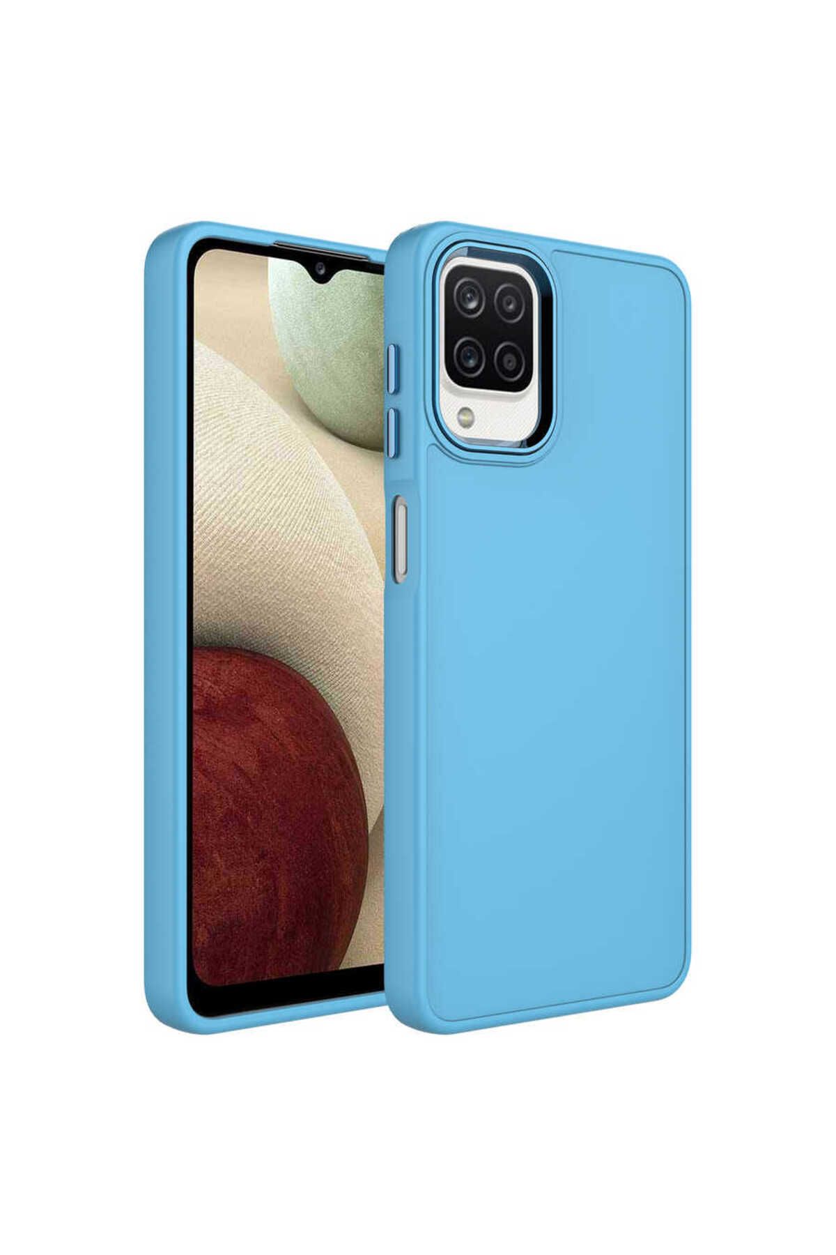 UnDePlus Galaxy M22 uyumlu Kılıf Metal Çerçeve Lansman Silikon Kapak