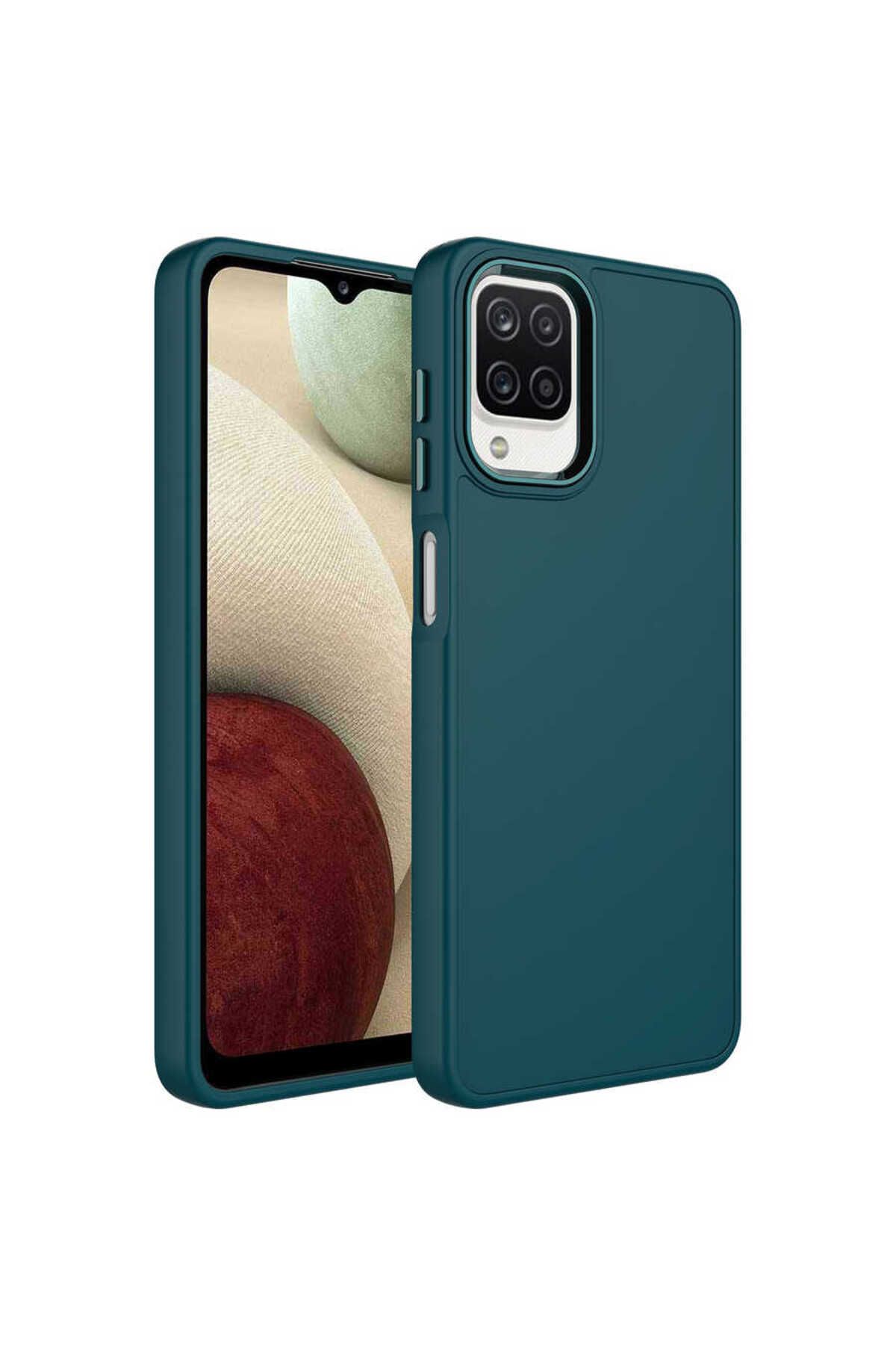 UnDePlus Samsung Galaxy M22 Kılıf Metal Çerçeve Lansman Silikon Kapak