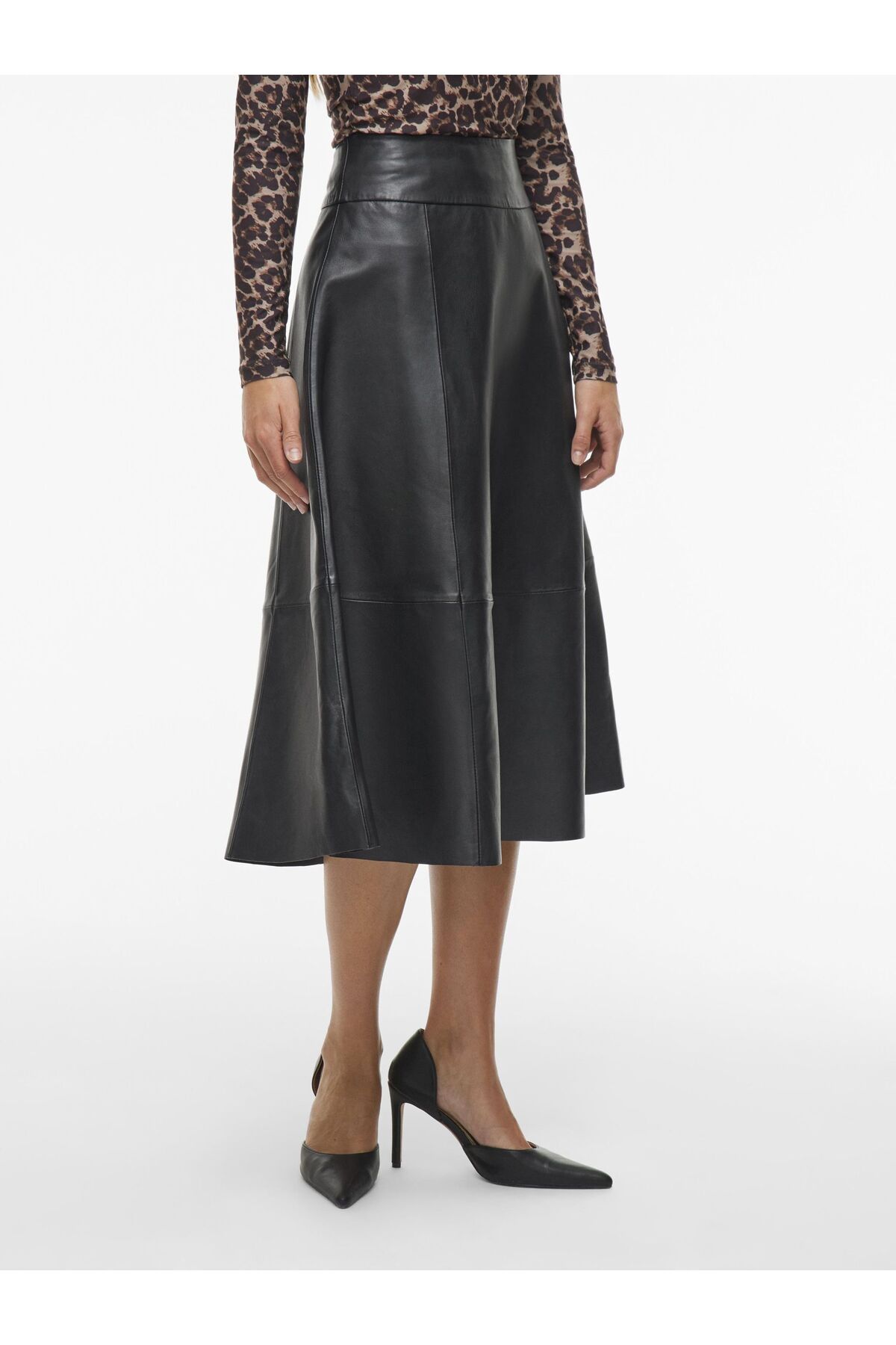 VILA Ledermidirock High Waist für Damen - 38