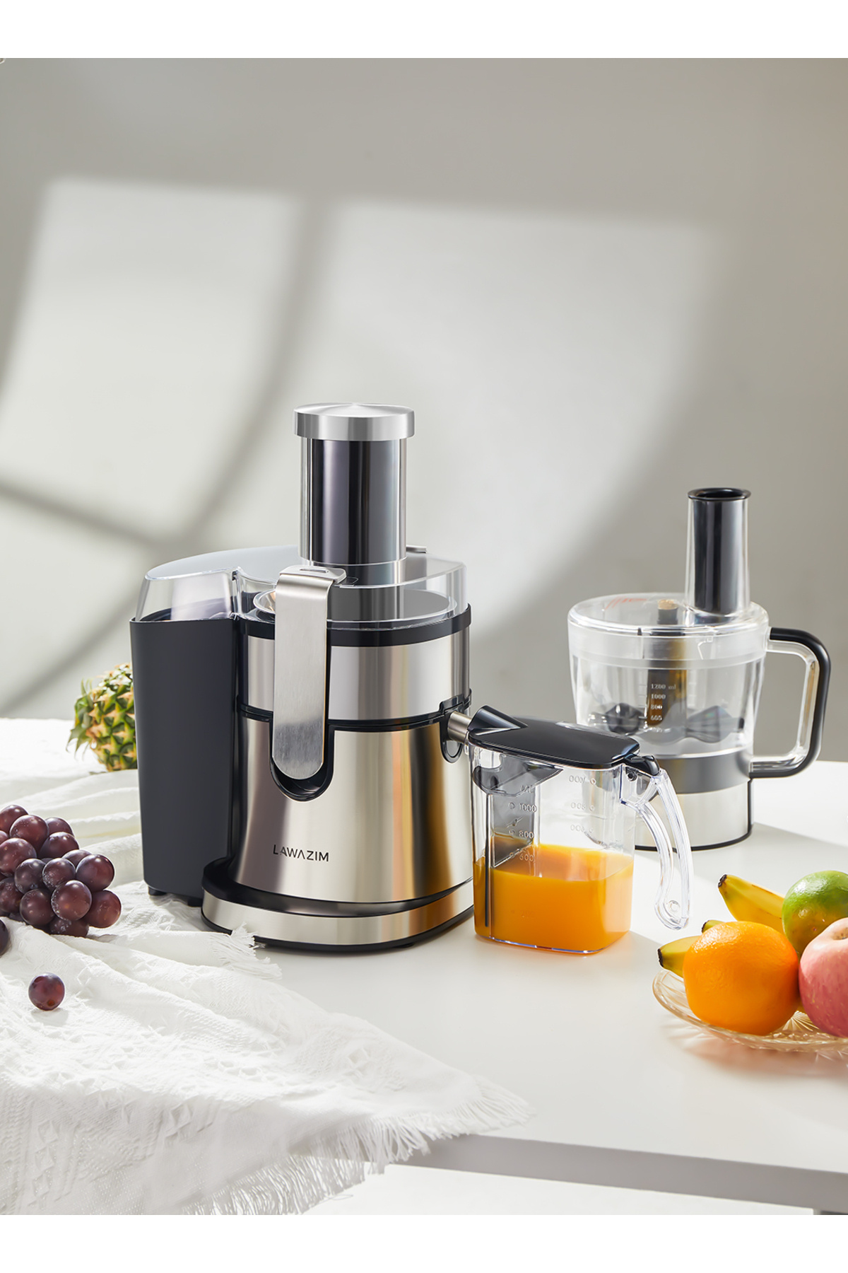 Lawazim-8-in-1 Digital Food Processor - 800W Blender & Juicer Glass Jar Stainless Steel Blades 4