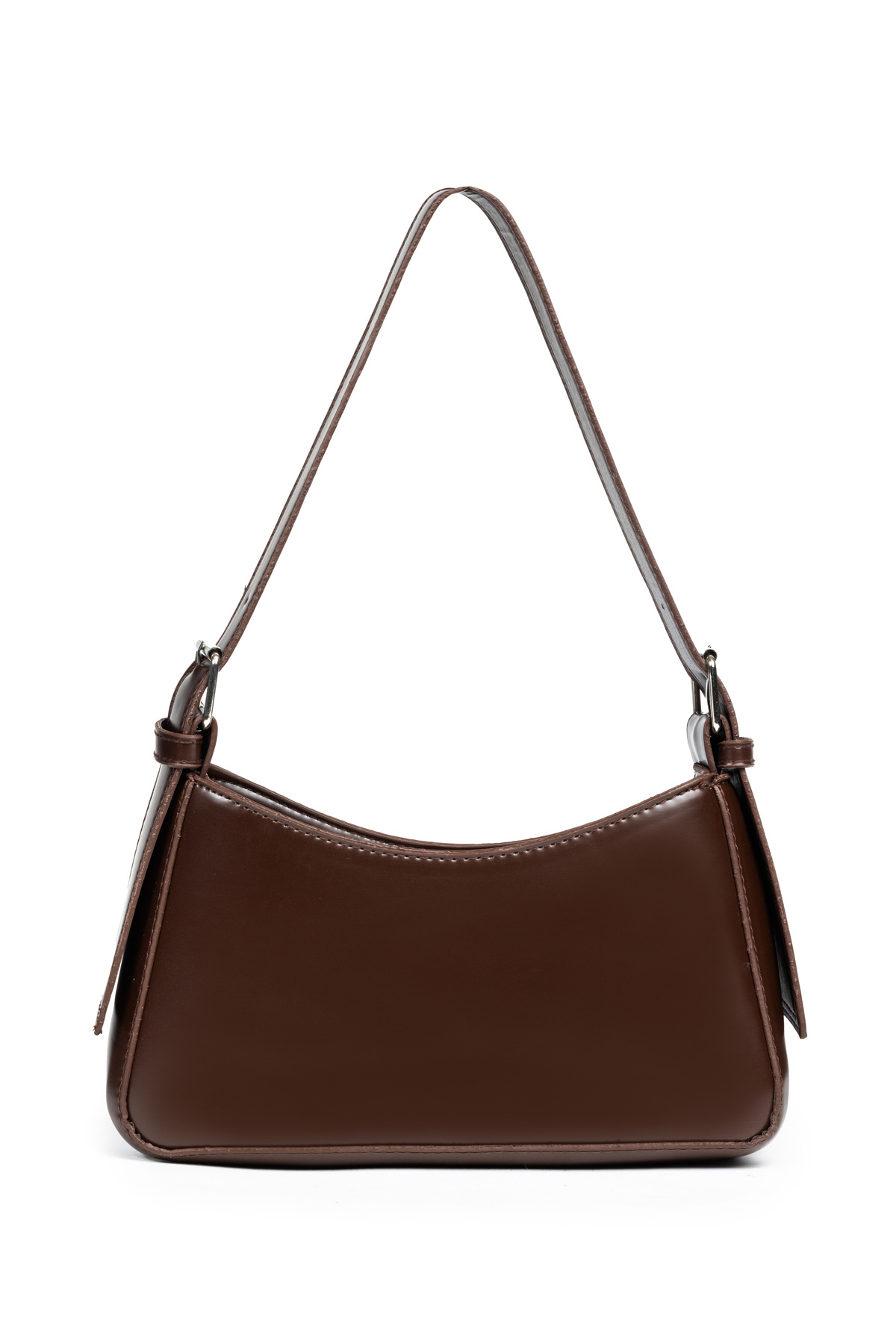 macharelbasic-Women's Lined Bitter Brown Baguette Bag with Eyelet Strap Detail 2