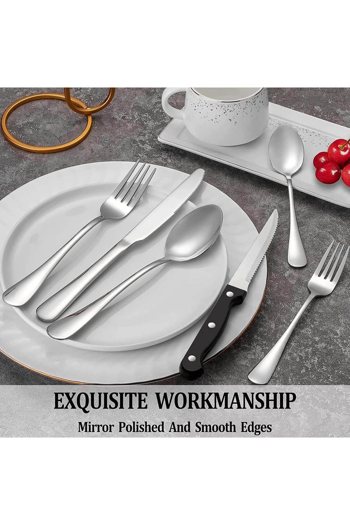 COOYA-Stainless Steel Flatware Set, 24 Pcs, Mirror Polished Cutlery Set, Home Kitchen Eating Tableware Set 4