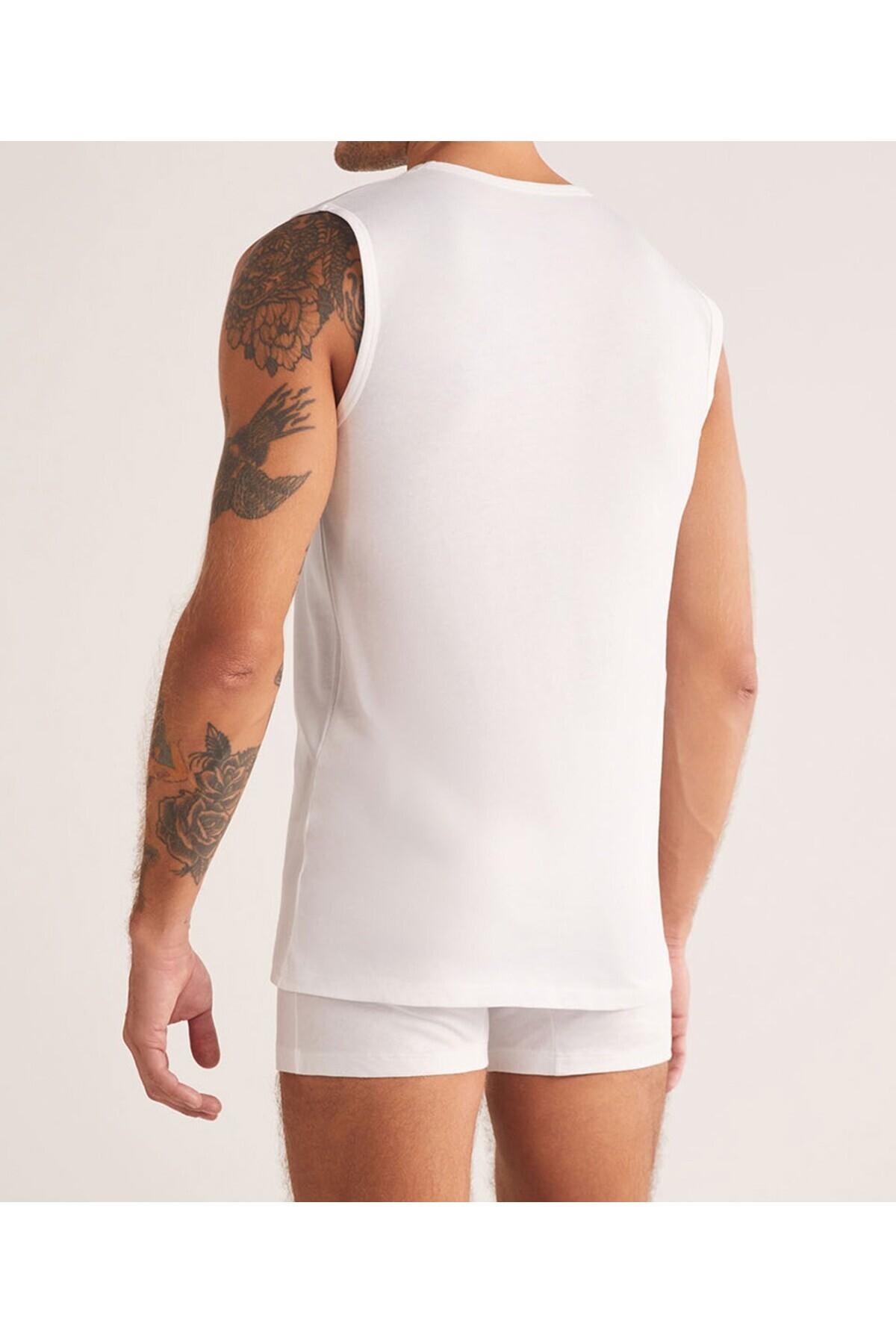 Kom-Men's V-Neck Thick Strap 100% Cotton 4 Pieces Undershirt Lk.01.09.Ll.015 2