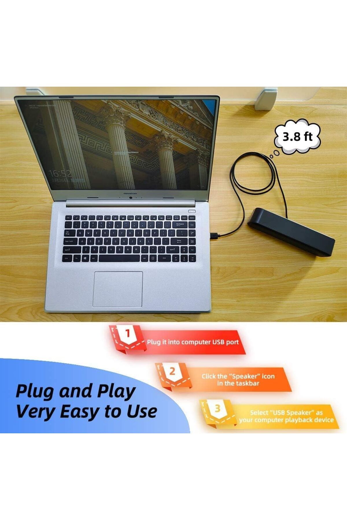 COOYA-USB Powered Computer Speaker, Mini Stereo Wired Desktop, Compatible with various devices system 5