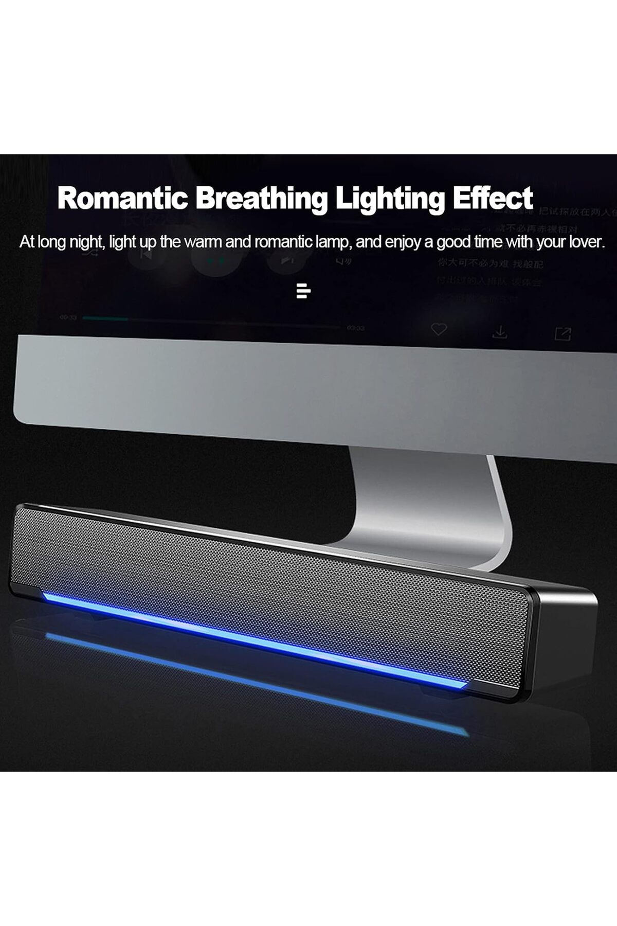 COOYA-Computer Speaker,USB Wired Bar Stereo Player 3.5mm Audio Input for PC Laptop Smartphone Tablet 5
