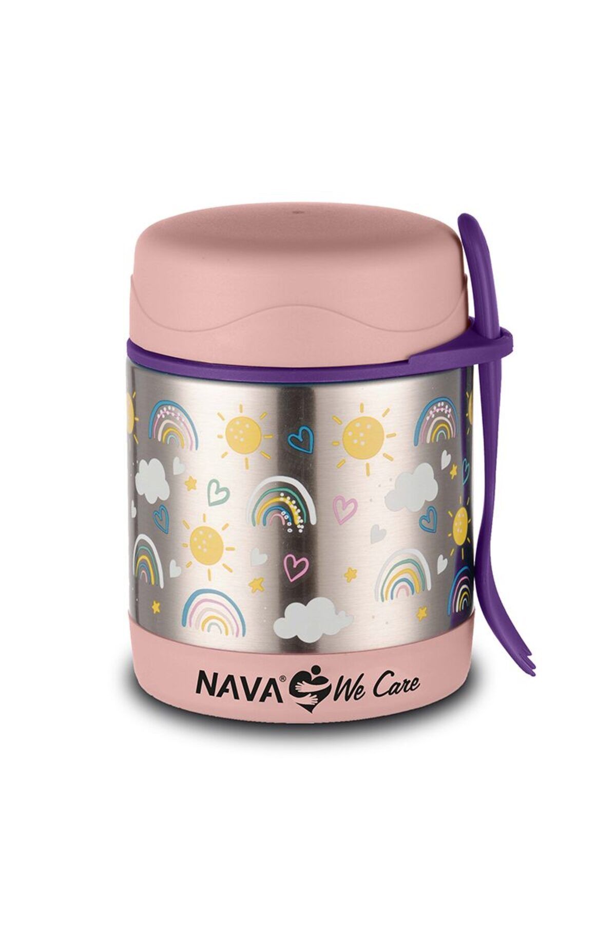 Nava Caserola Rotunda Din Otel Inoxidabil, Nava We Care, Sunshine Pink, 350ml - One Size