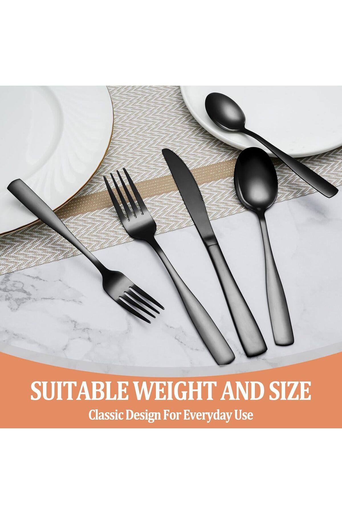 COOYA-20 Pcs Black Silverware Set, Food-Grade Stainless Steel Flatware, for Kitchen 7