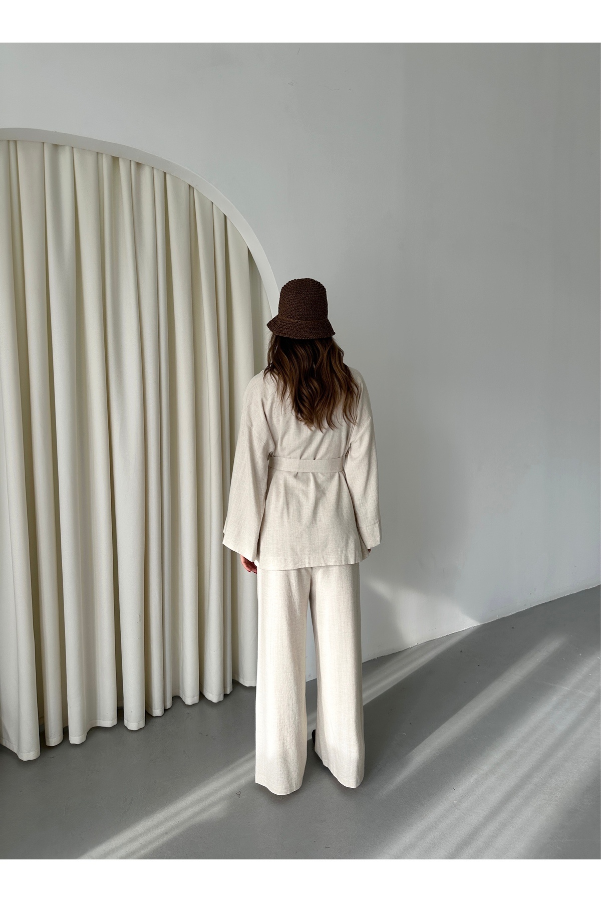Laluvia-Set pantaloni jachetă din in natural Romina - 8447 8