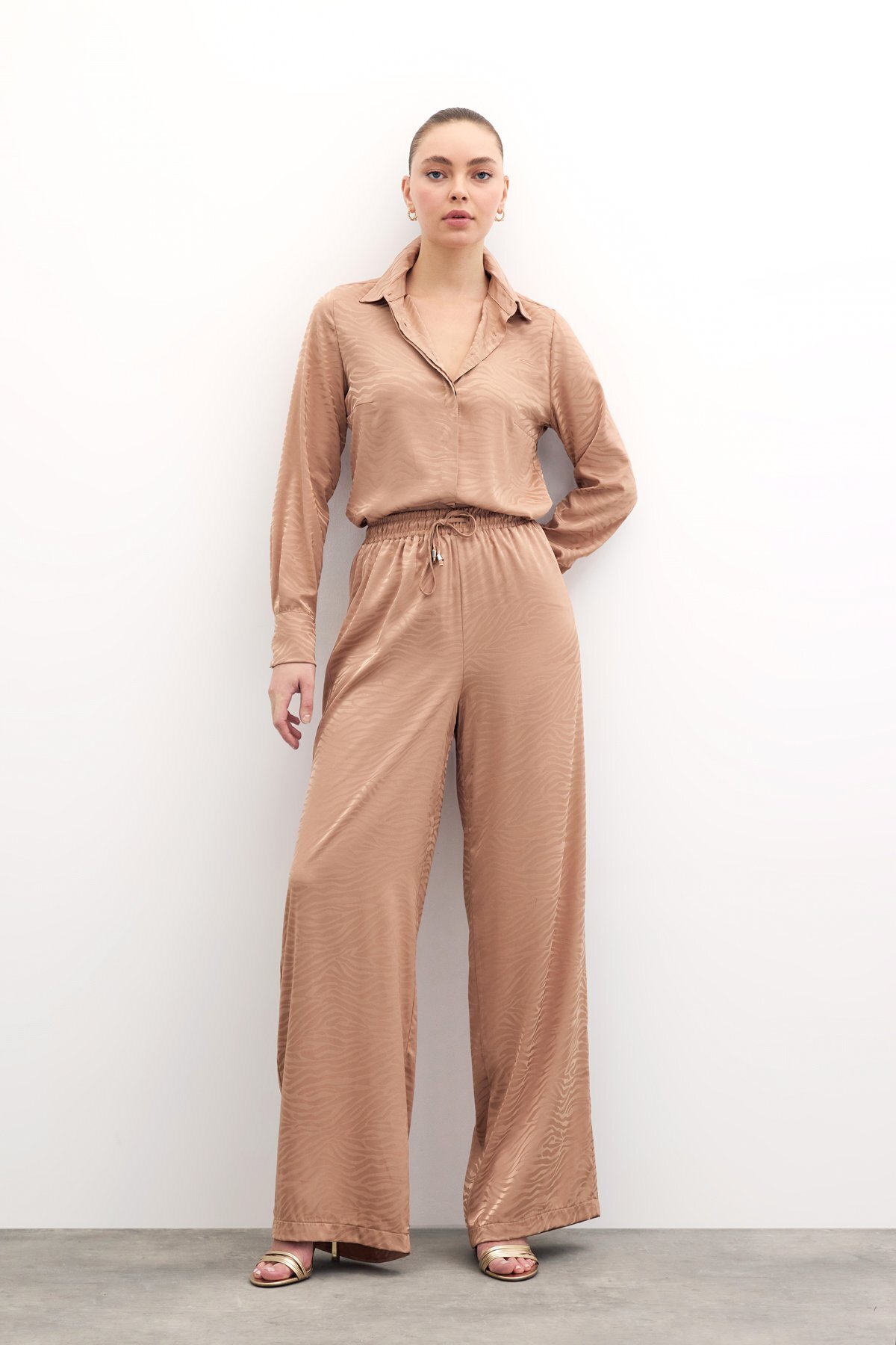 Sateen-Πουκάμισο κλασικό μονόχρωμο με σχέδιο CAMEL 3