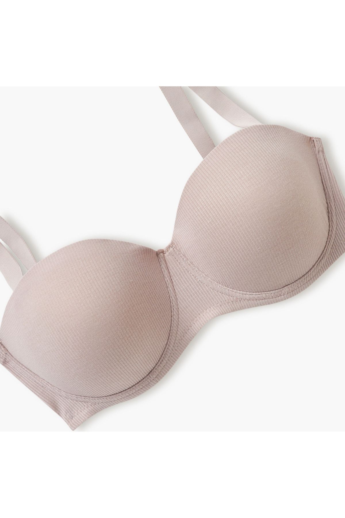 FAV-Ribbed Balconette Bra with Hook and Eye Closure 3