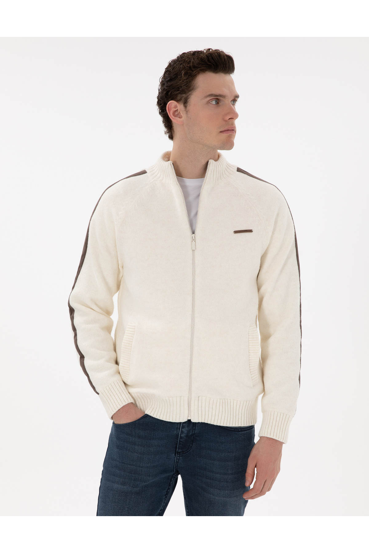 Pierre Cardin Ekru Comfort Fit Yün Karışımlı Triko Hırka 50293935-VR019