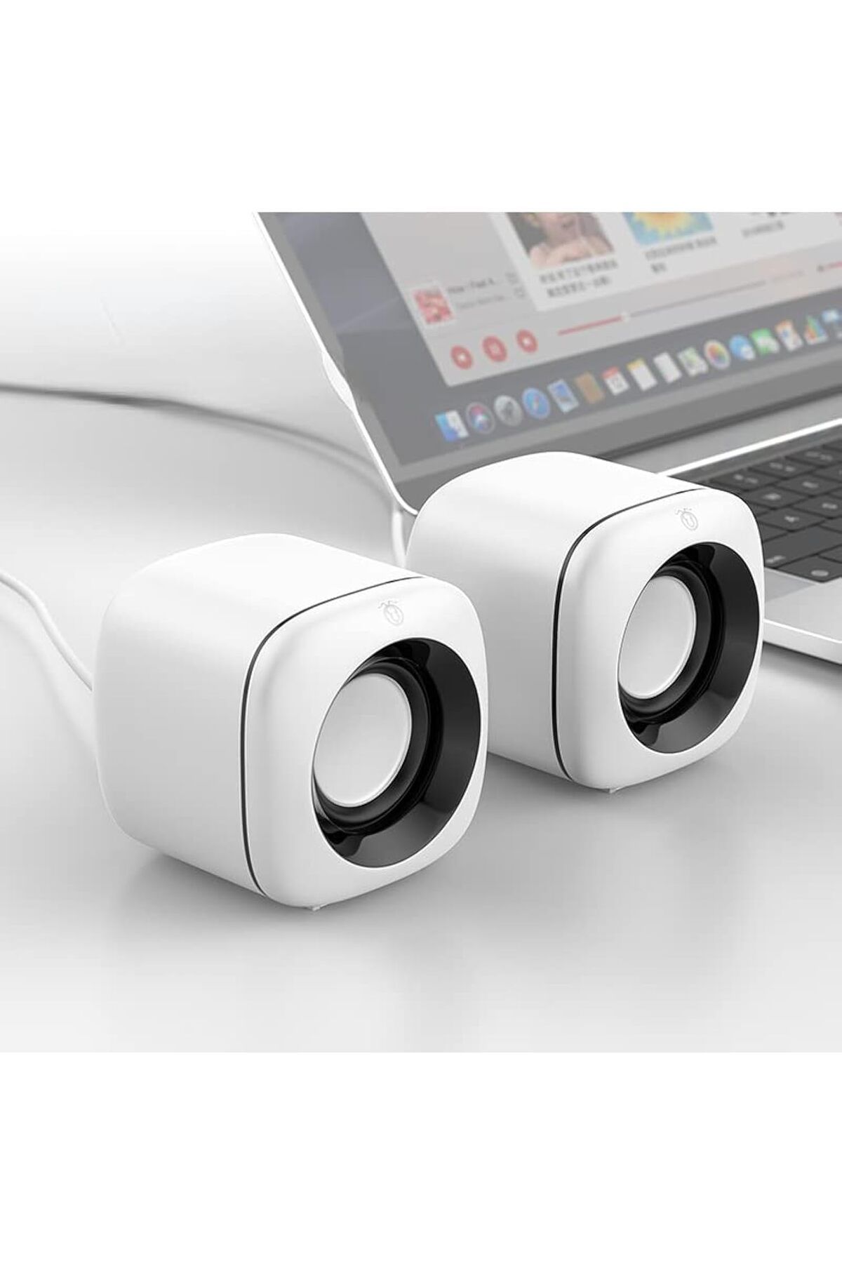 COOYA-White USB Computer Speaker, Subwoofer, Wired Music Player Not Bluetooth Speaker 1