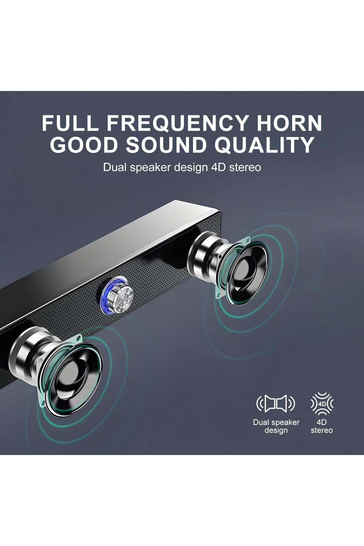 COOYA-Computer Speaker with Bluetooth and Audio System,USB Powered Sound Bar Speakers With volume knob 4