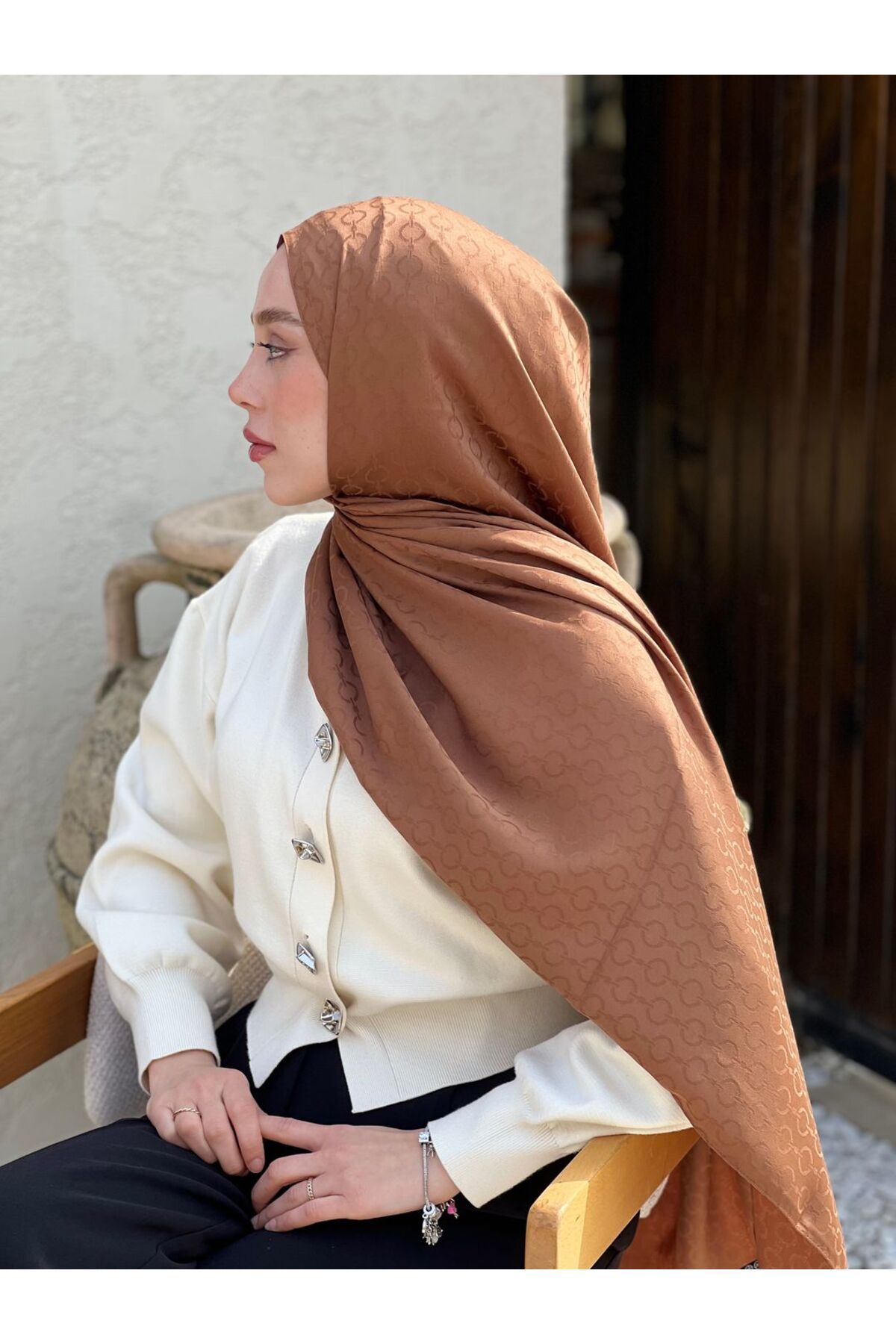 Modakaşmir-Silky Jacquard Series Hale Pattern Shawl 2