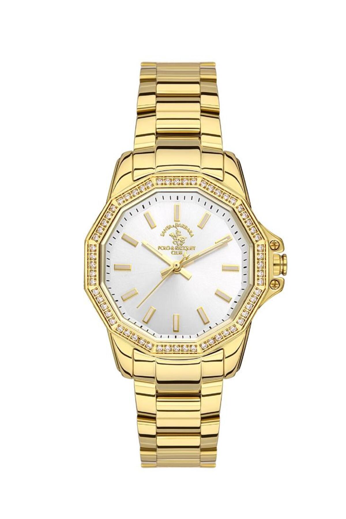 Santa Barbara Polo Racquet Club Sb.1.10491.2 Women's Gold Wrist Watch with Steel Strap
