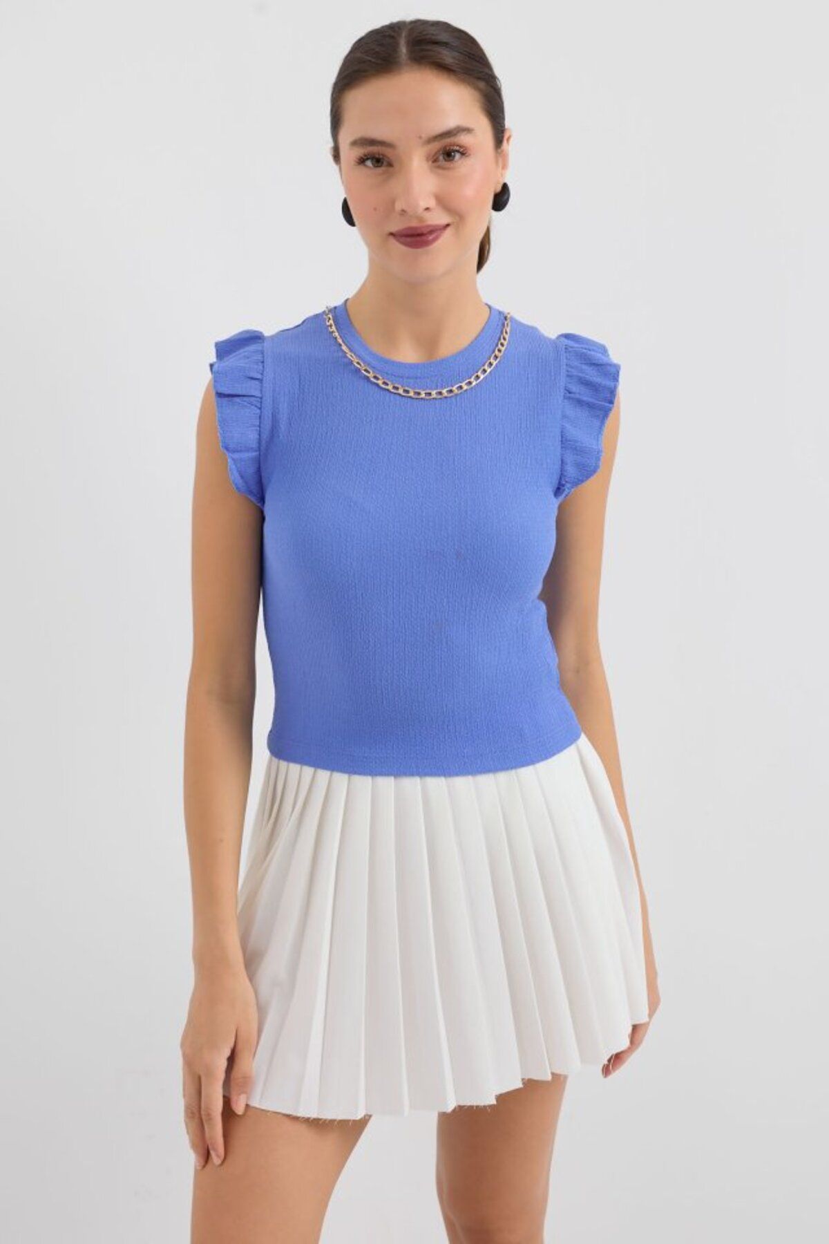 moda wanilia 0430 Örme Bluz - B.Mavi