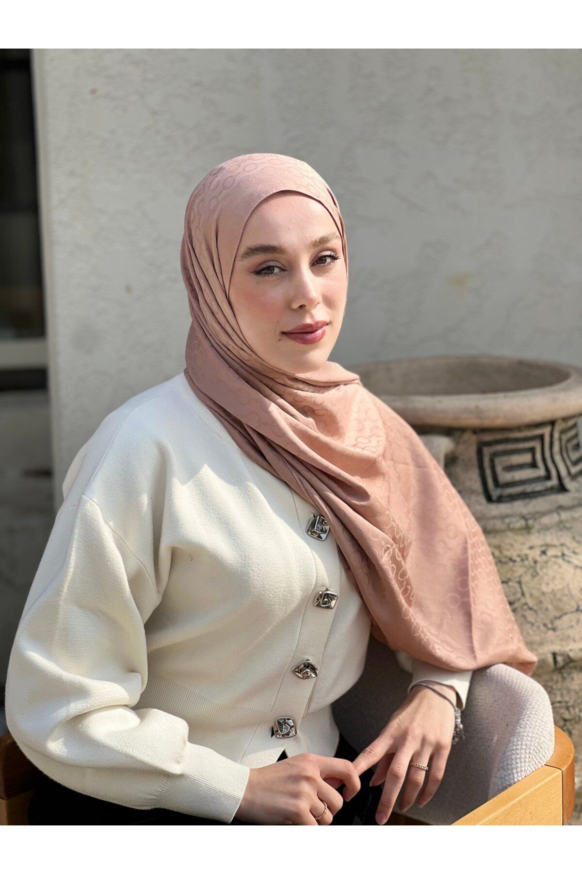 Modakaşmir-Silky Jacquard Series Hale Pattern Shawl 3