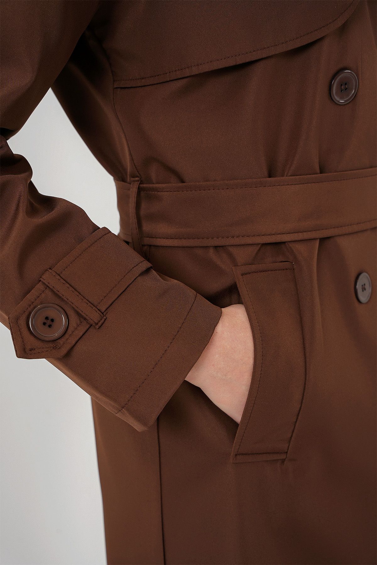 Bigdart-5918 Trenchcoat mit zweireihigem Kragen – Braun 5