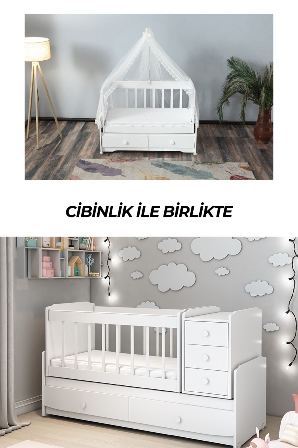 PATİKO FURNİTURE MS 290 BEYAZ BÜYÜYEBİLEN CİBİNLİKLİ BEŞİK