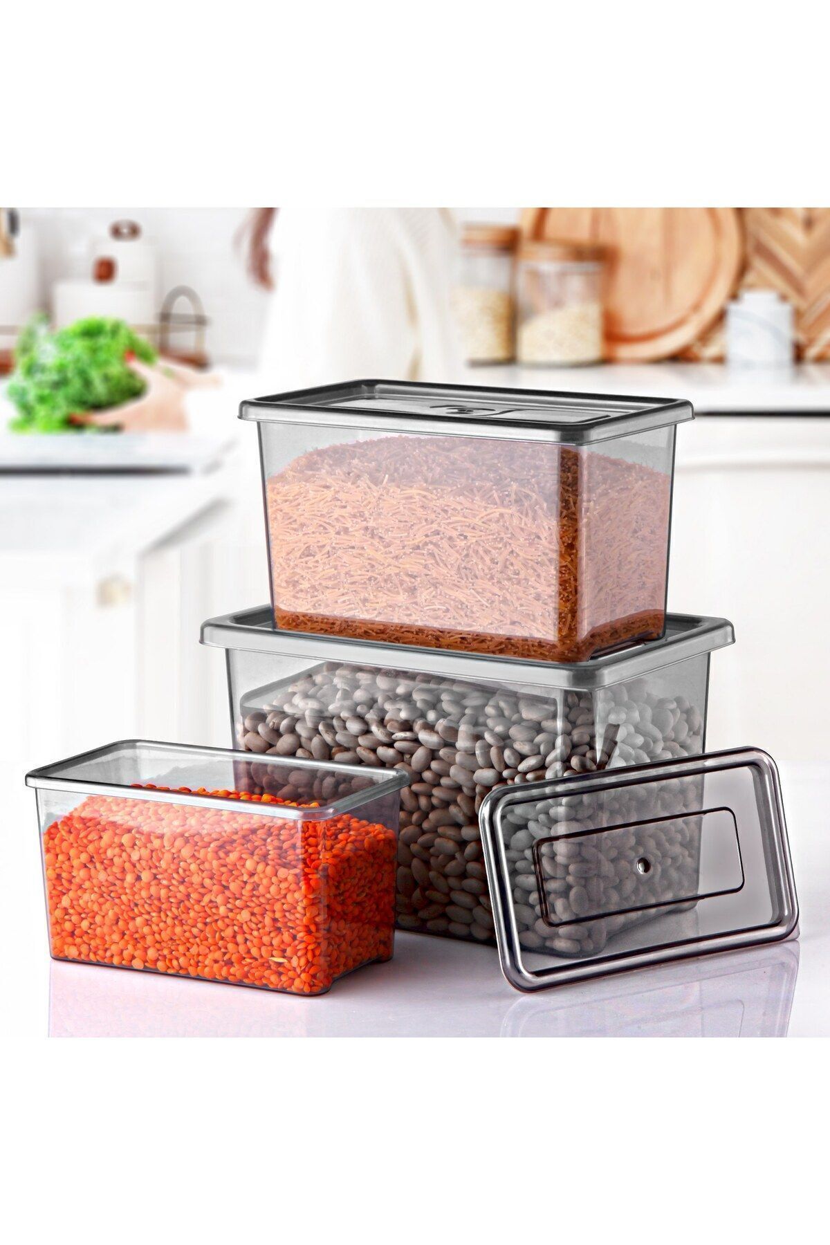 ray plastik-Jolly Set of 3 Rectangular Smoked Storage Container 3