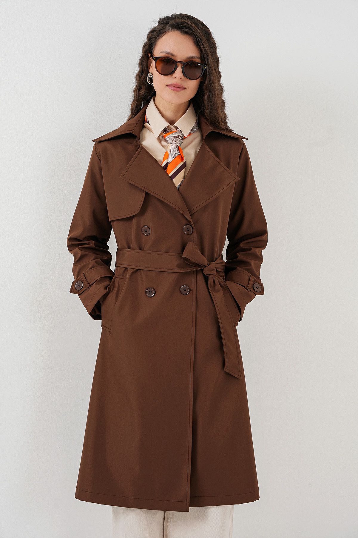Bigdart-5918 Trenchcoat mit zweireihigem Kragen – Braun 3