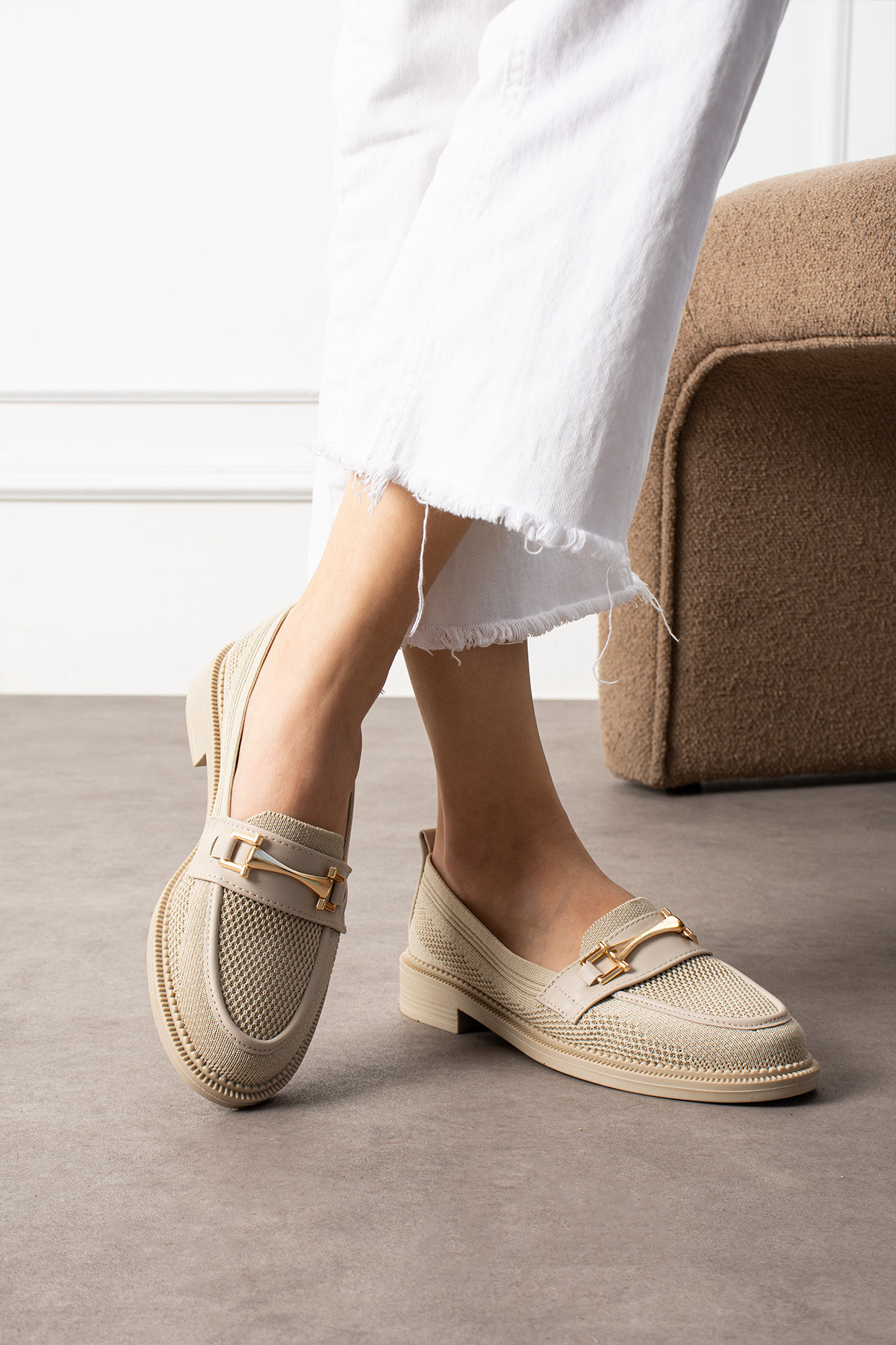 Kadın Bej Loafer Ayakkabı