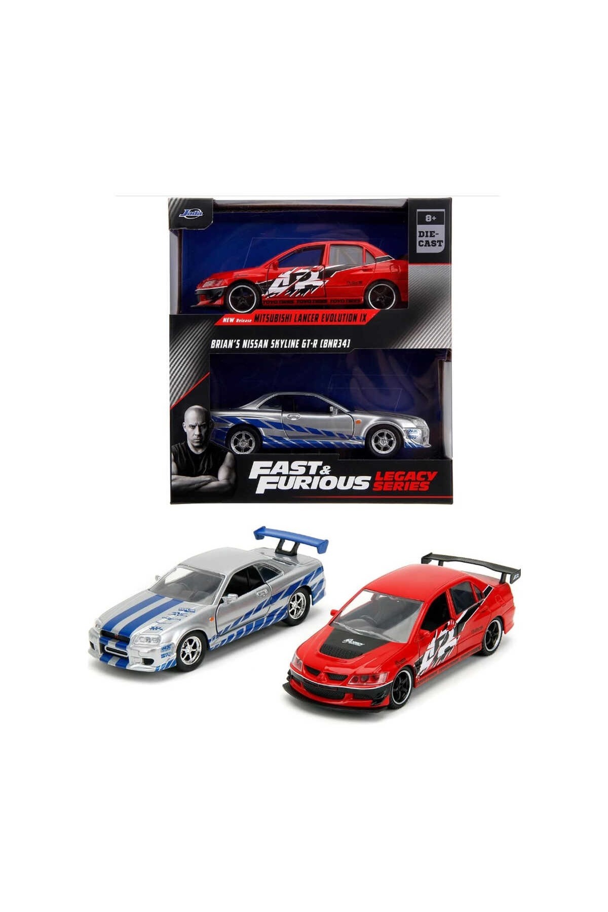 Jada-1/32 F&F Legacy Series Mtsubishi Lancer Evolution Ix / Brian Nissan Skyline Gt-R (R34) 1