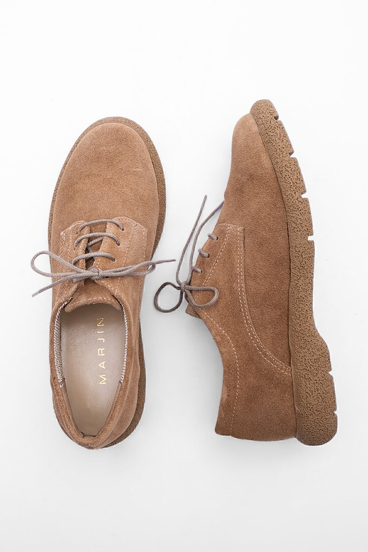 Marjin-Damen-Oxford-Schuhe aus echtem Leder, Schnür-Freizeitschuhe, Allen-Wildleder 2