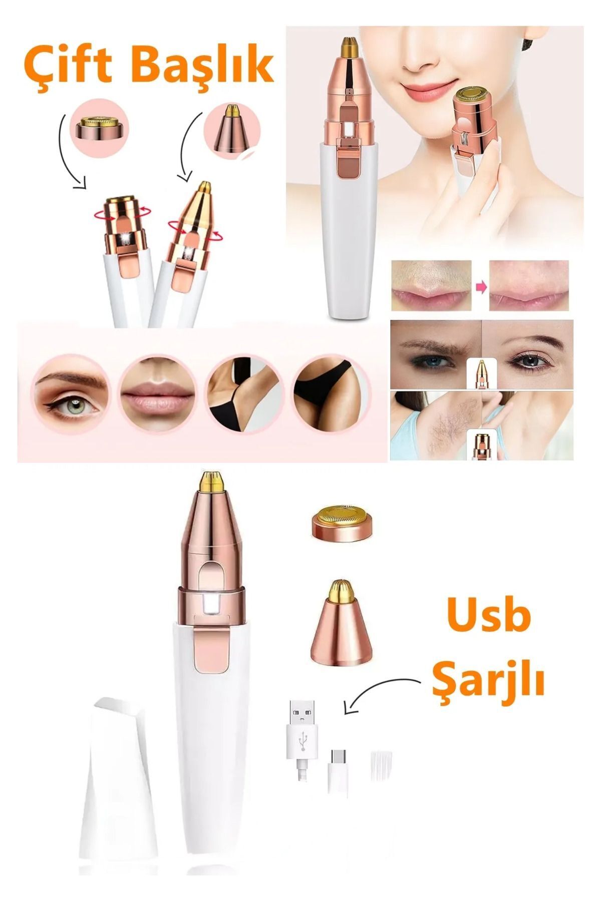  اپیلاتور صورت و لباس زائد قابل شارژ دو سر — 904971459  — تصویر 2 از 4