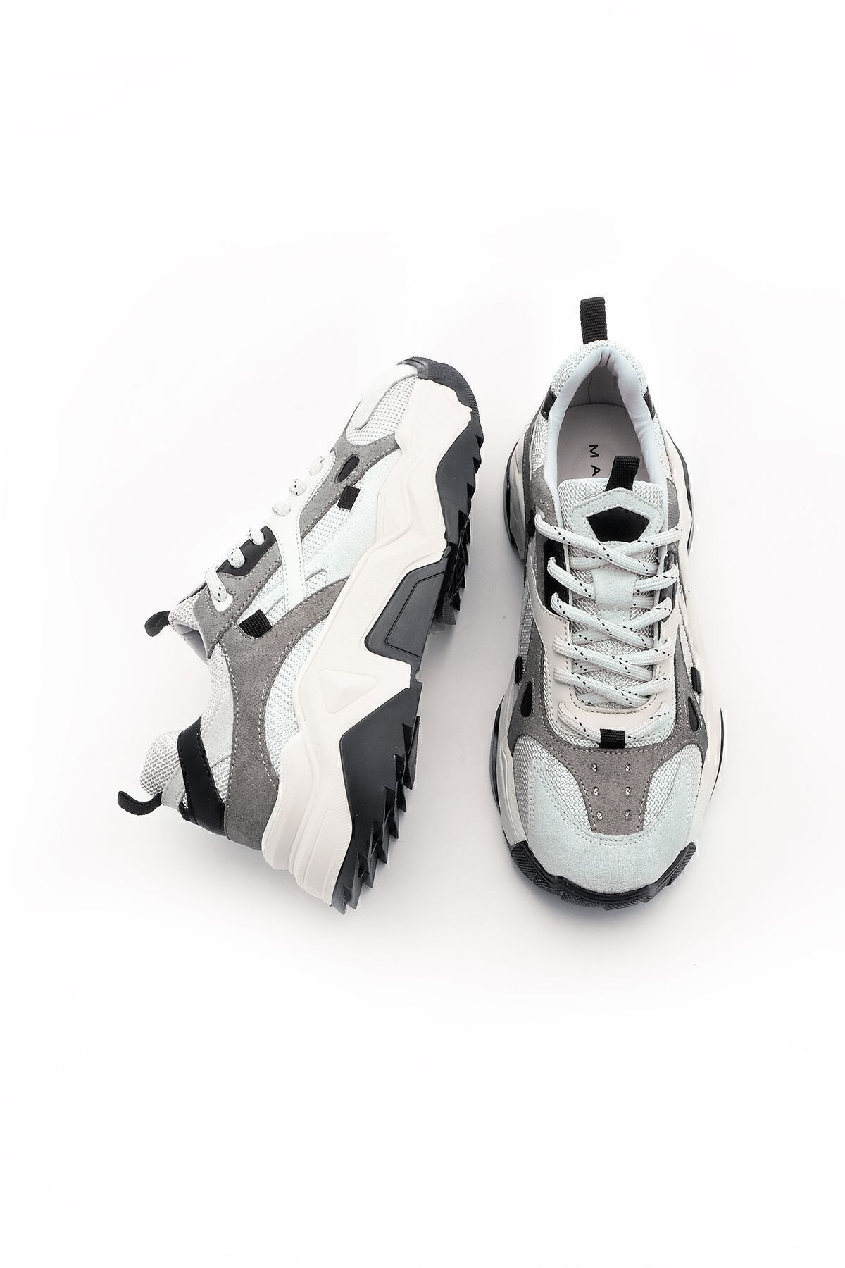Marjin-Trampki damskie na wysokiej podeszwie - sznurowane buty sportowe Edisa, szare buty do biegania 8