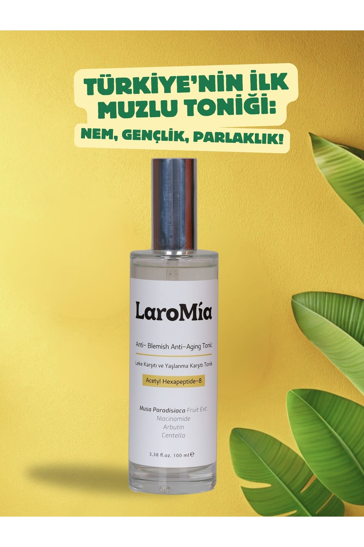 Laromia Leke Karşıtı ve Yaşlanma Karşıtı Tonik, Tüm Cilt Tipleri, Muzlu, 100ml, Peptide Complex