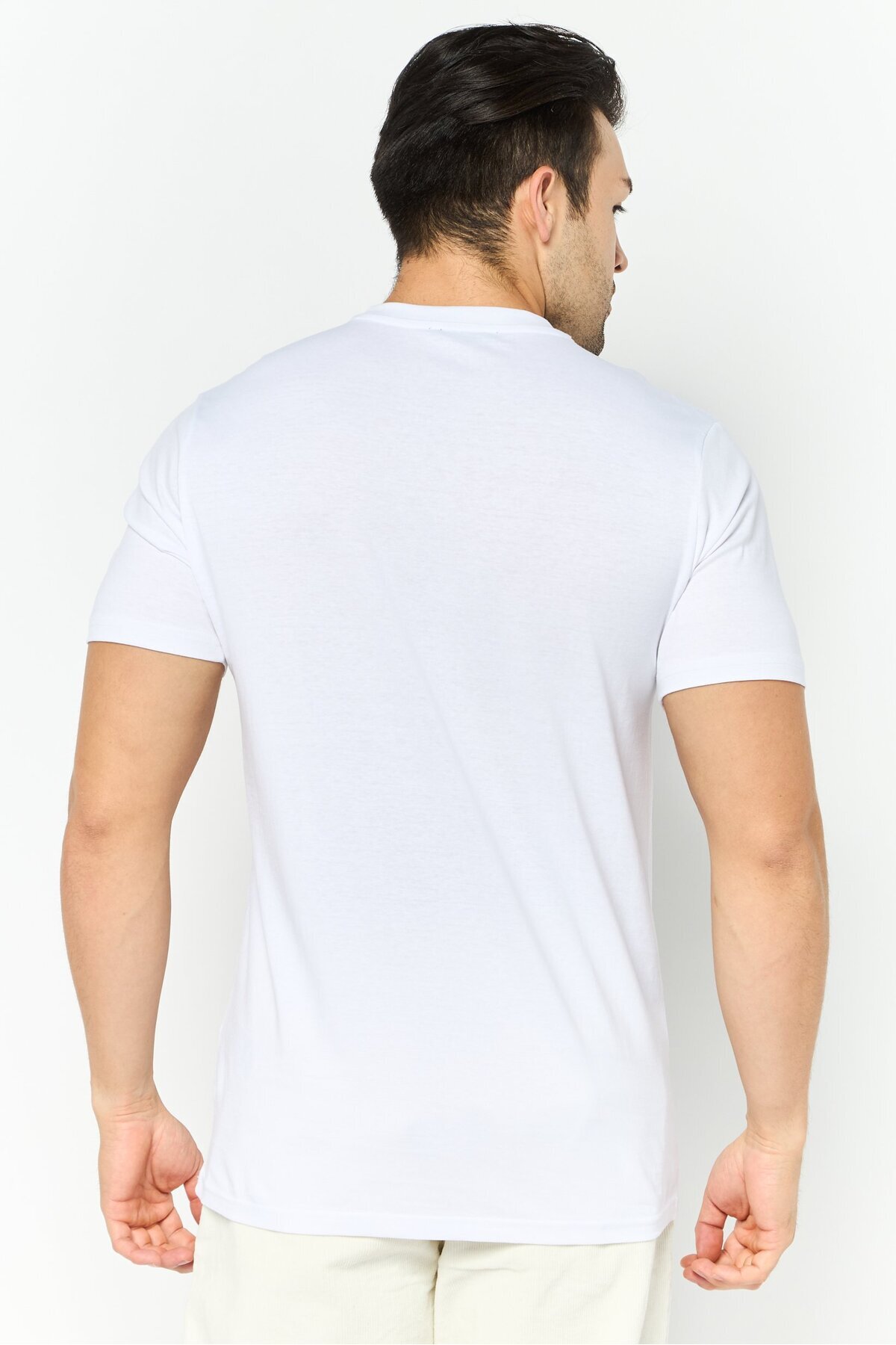 Cavalli Class-Men Round Neck Short Sleeve Graphic Print T-Shirt, White 4