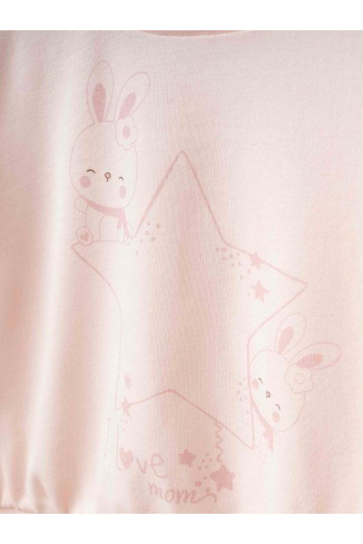 Zekids Kız Bebek Yıldız Tavşan Baskılı Organik Eşofman Takım fotoğrafı 4 (önizleme)