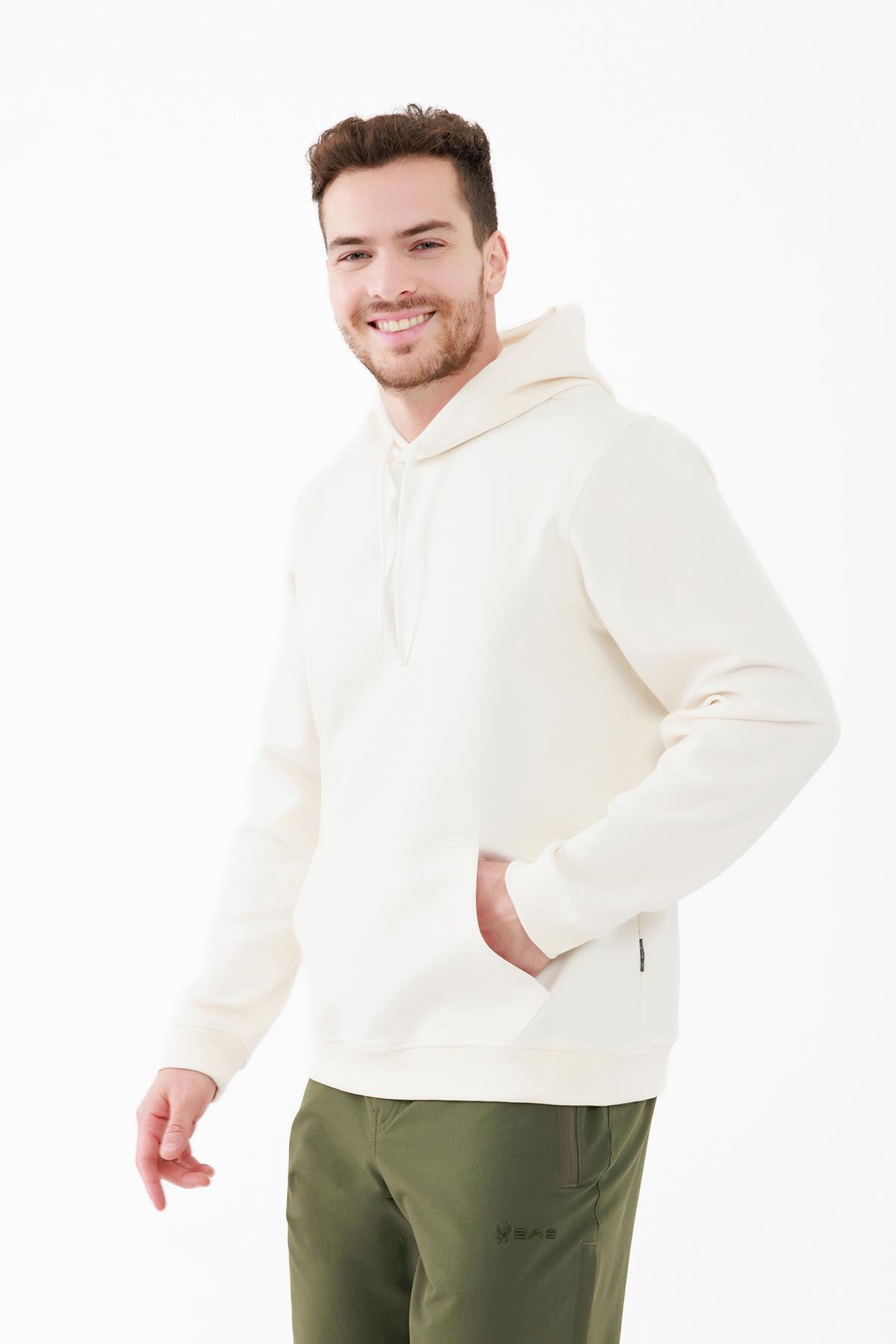 2AS-Oliver Men's White Hooded Crew Neck Sweatshirt 2