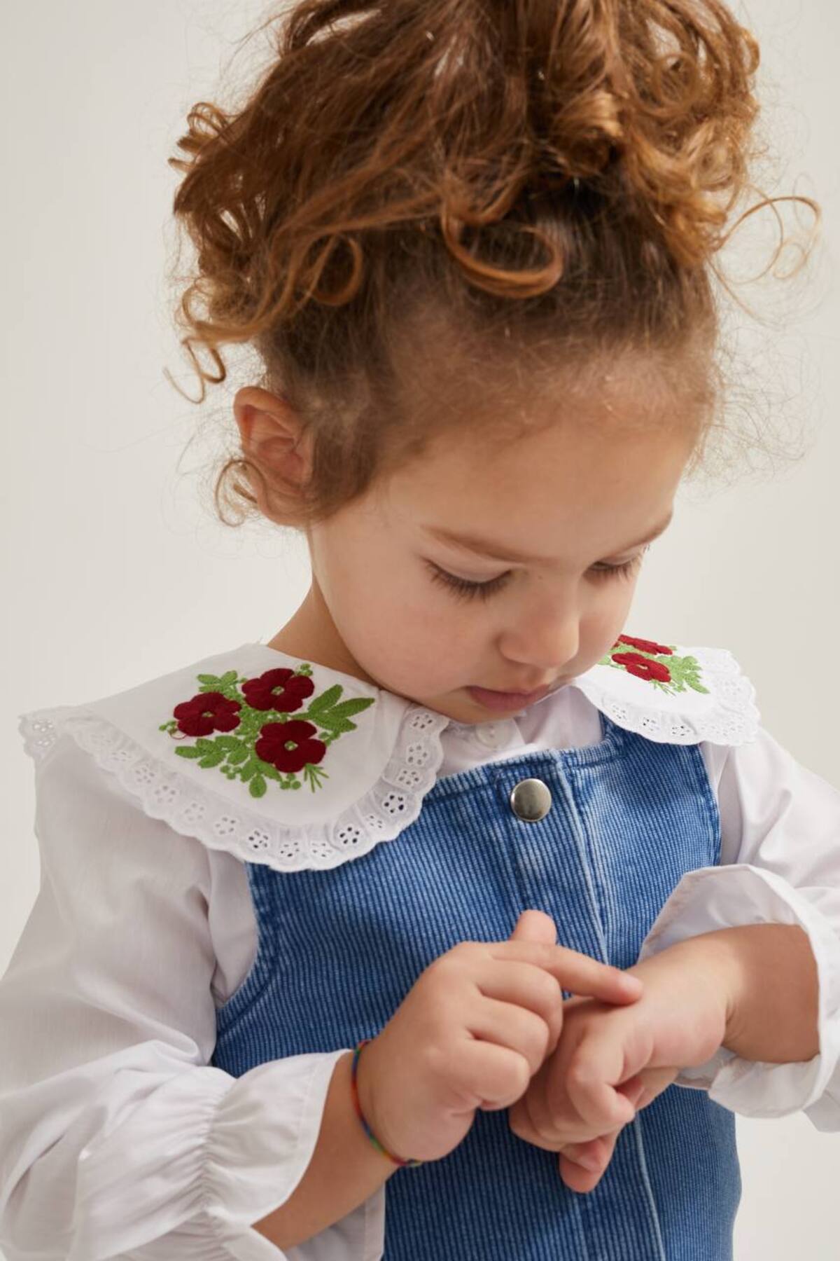 Teeny Weeny Kids Kız Çocuk Denim Jile Gömlek Takım fotoğrafı 6 (önizleme)