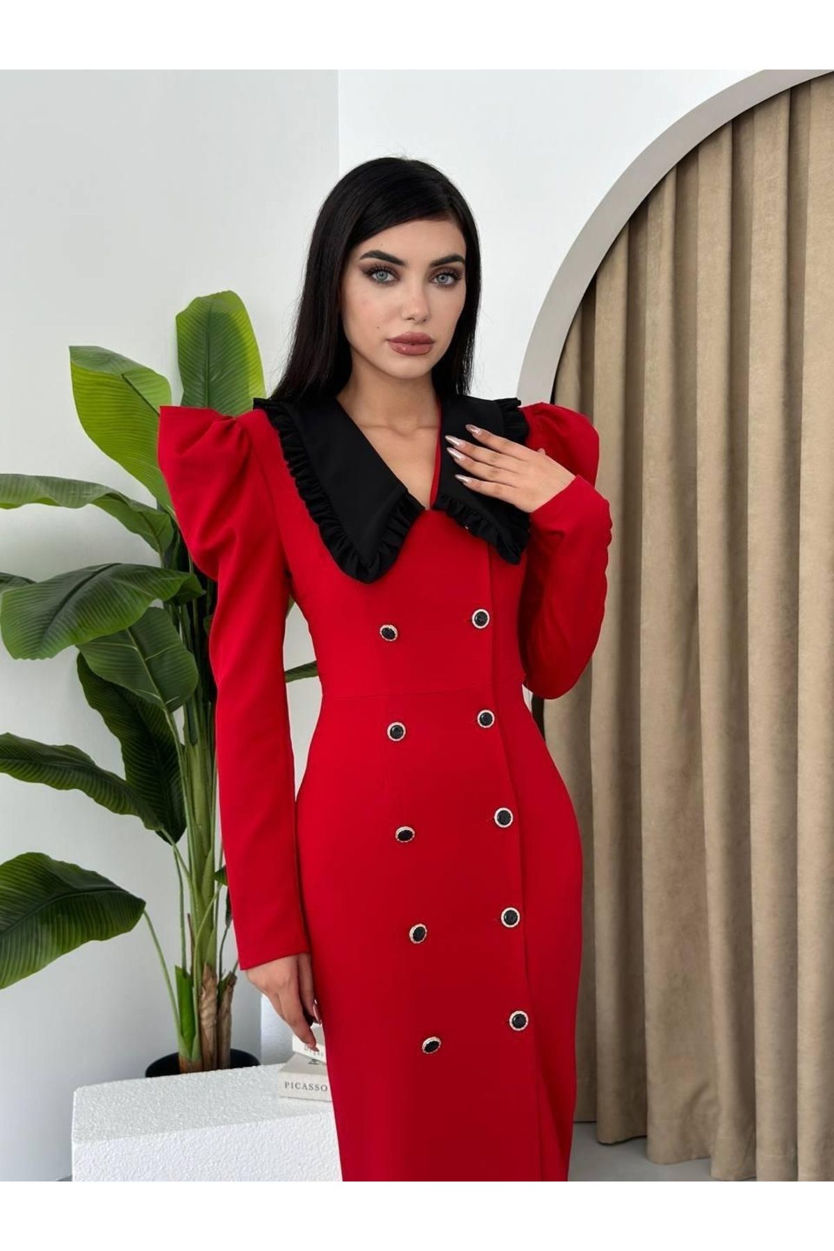 MRA Fashion Palmas Geniş Yakalı Elbise