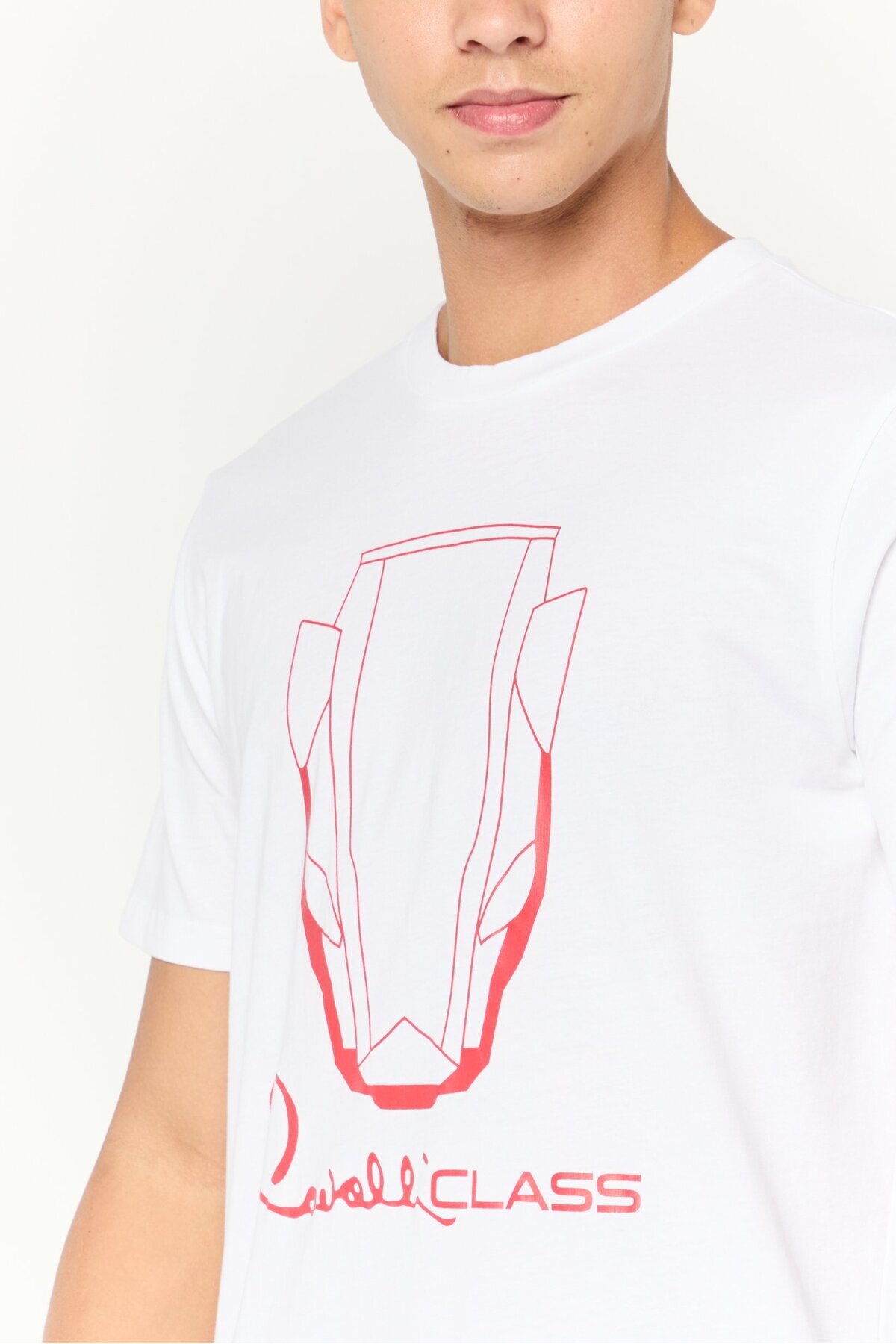 Cavalli Class-Men Crew Neck Short Sleeve Graphic Print T-Shirts, White 3